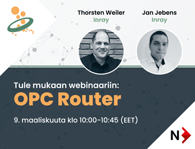 OPC Router webinaari maaliskuussa. Puhujina Thorsten Weiler ja Jan Jebens inray:lta.
