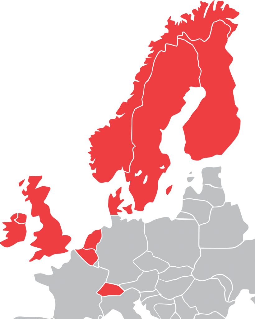 Map of countries where Novotek operates
